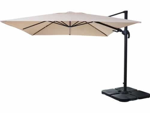 Zweefparasol MCW-A96, 3x3m (Ø4,24m) draaibaar, polyester aluminium/staal 23kg ~ crème