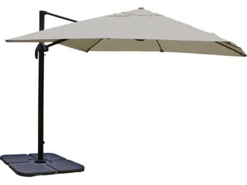 Zweefparasol MCW-A96, 3x3m (Ø4,24m) polyester aluminium/staal 23kg ~ creme