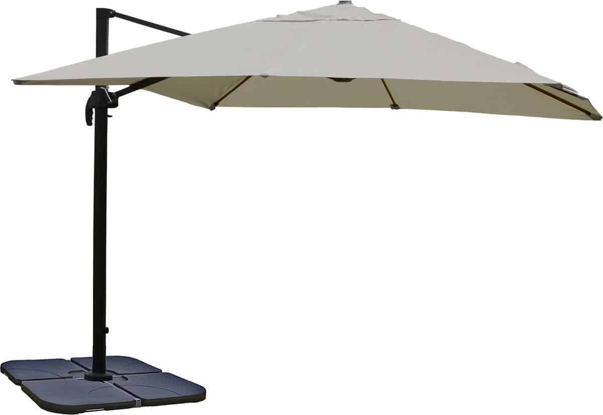 zweefparasol mcw a96, 3x3m (Ø4,24m) polyester aluminium/staal 23kg ~ creme