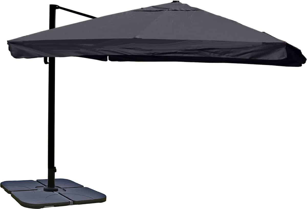 zweefparasol mcw a96, 3x3m (Ø4,24m) polyester aluminium/staal 23kg ~ flap
