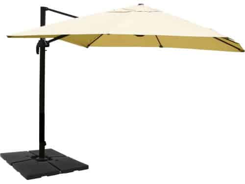 Zweefparasol MCW-A96, 3x4m (Ø5m) polyester aluminium/staal 26kg ~ crème met