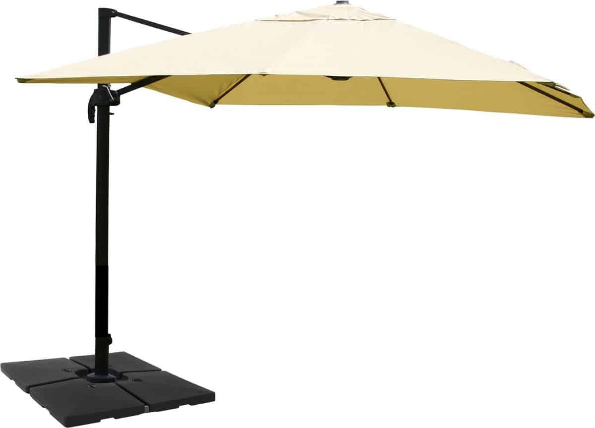 zweefparasol mcw a96, 3x4m (Ø5m) polyester aluminium/staal 26kg ~ crème met