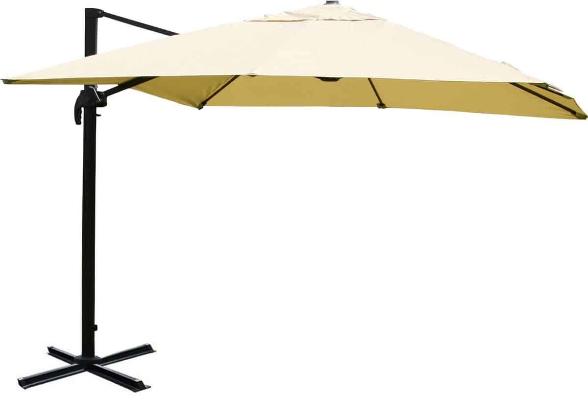 zweefparasol mcw a96, 3x4m (Ø5m) polyester aluminium/staal 26kg ~ crème zonder