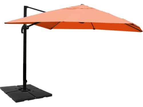 Zweefparasol MCW-A96, 3x4m (Ø5m) polyester aluminium/staal 26kg ~ terracotta met