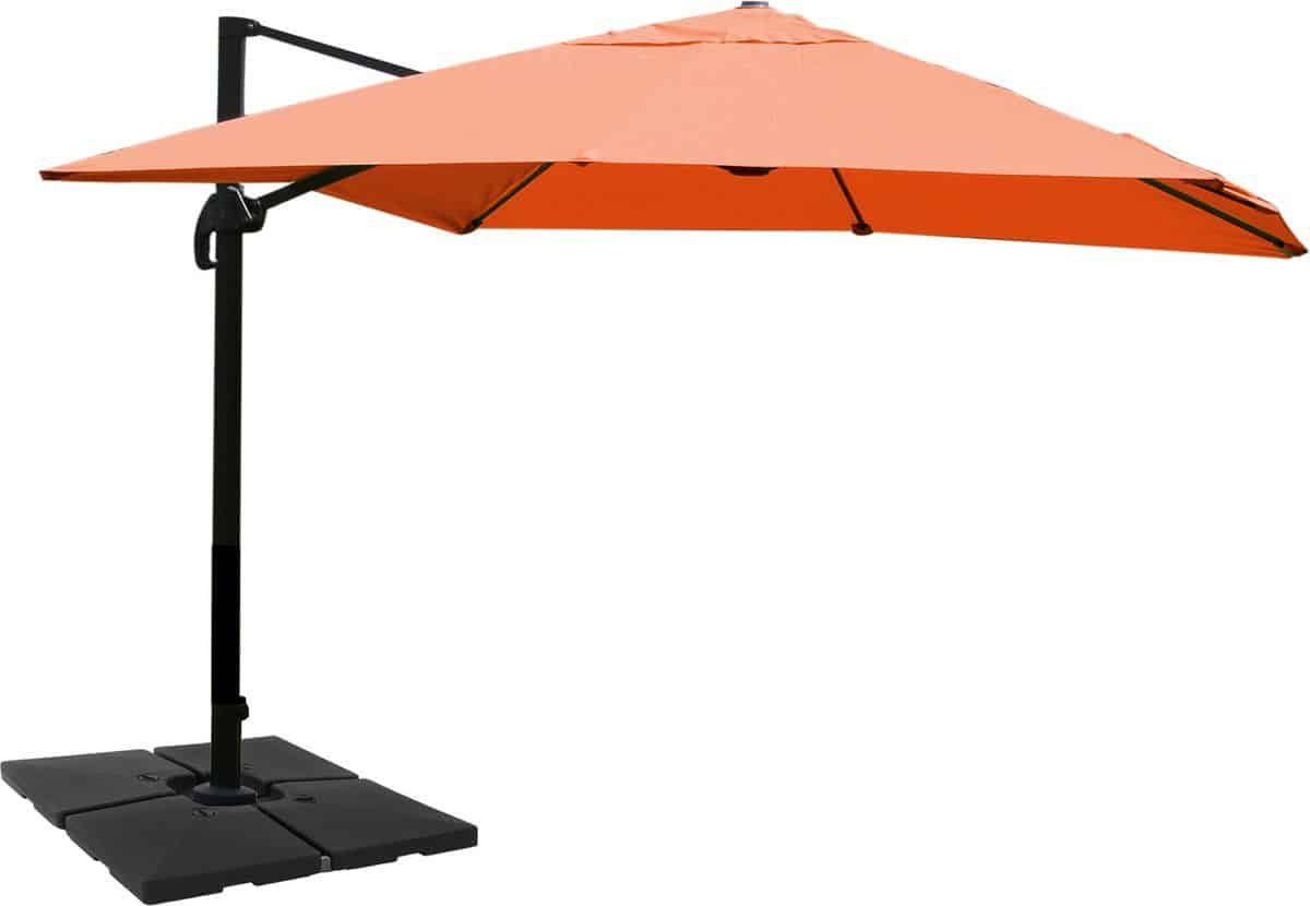 zweefparasol mcw a96, 3x4m (Ø5m) polyester aluminium/staal 26kg ~ terracotta met