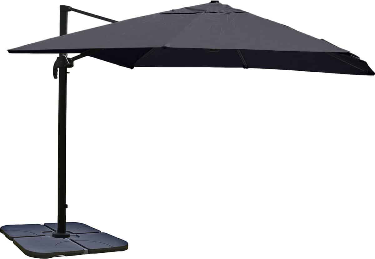 zweefparasol mcw a96, parasol, 3x3m (Ø4.24m) polyester/aluminium 23kg ~ antraciet met