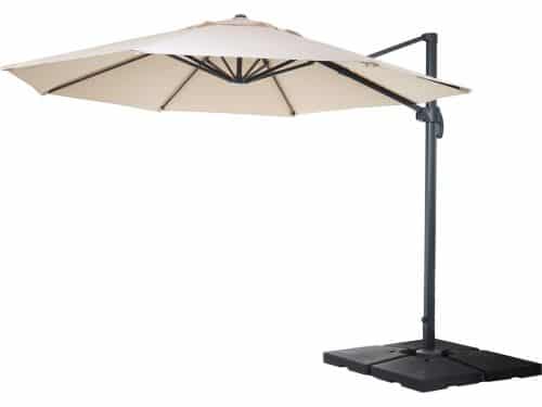 Zweefparasol MCW-A96, parasol, rond Ø 4m polyester/aluminium 27kg ~ crème