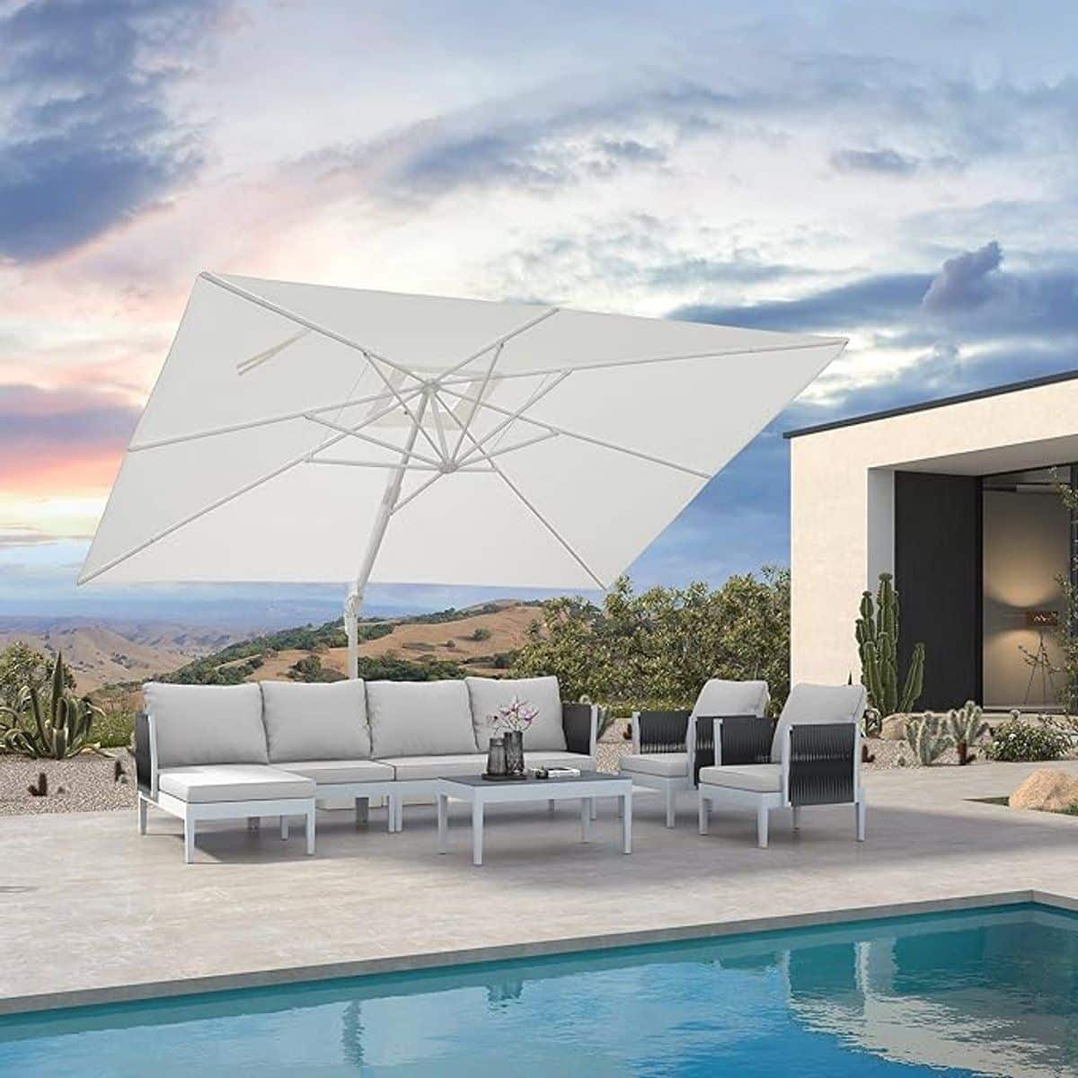 zweefparasol rechthoekig 300×400 cm 360° draaibaar & kantelbaar