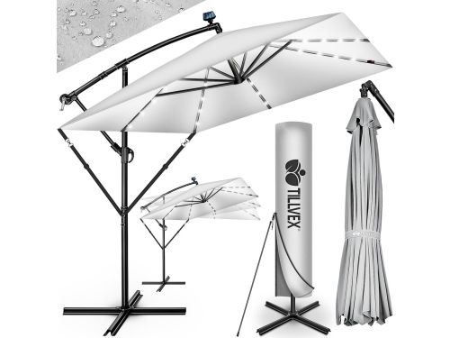 Zweefparasol Rechthoekig 330x330 cm met Voetstuk en Beschermhoes
