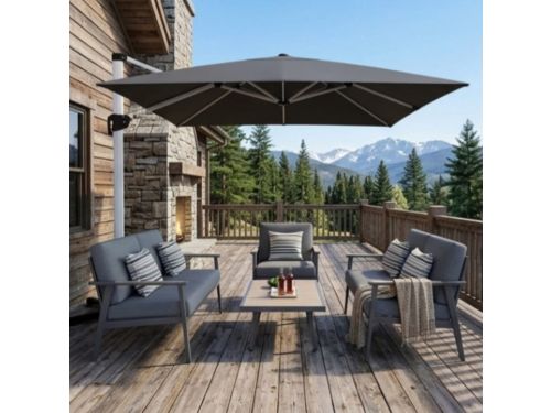 Zweefparasol Rechthoekig 400x300 cm, 360° - 400x300 cm - Grijs
