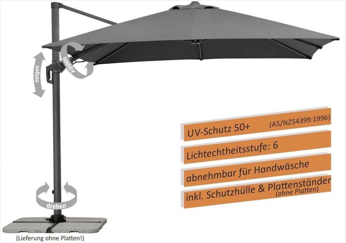 zweefparasol vierkant 300×300 cm 360° draaibaar & kantelbaar met